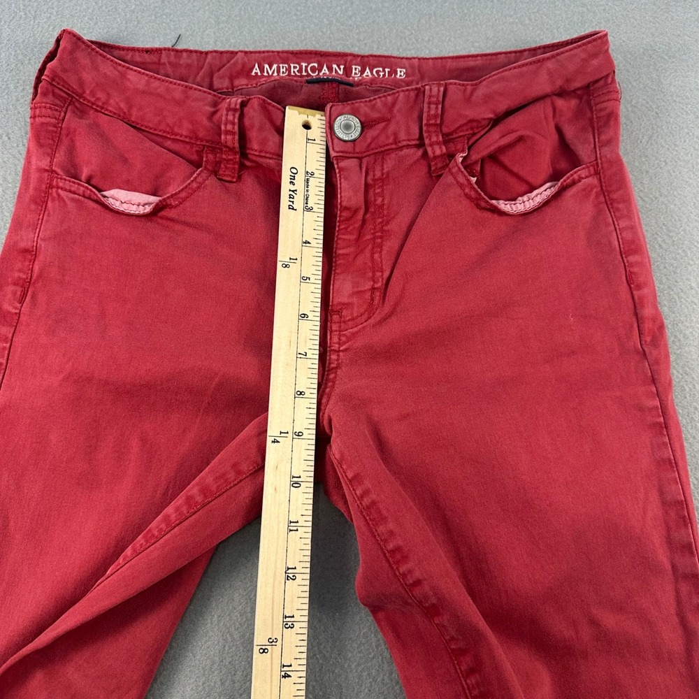 American Eagle Super Stretch Skinny Jeans Red Womens Size 12 Regular Mid Rise - Picture 6 of 12